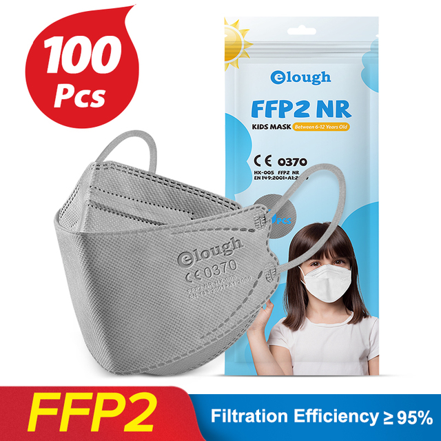 Elough KN95 Mascarillas Niños FFP 2 Fish Babies FPP2 Masks Resuable Mascarilla FFP2 Infantil Homologada 4 Layers FFP2Mask Kids