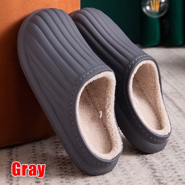 Hot Waterproof Non-slip Home Slippers Men Winter Warm Women Indoor Non-slip Ladies Soft Slippers Memory Foam Couples Shoes