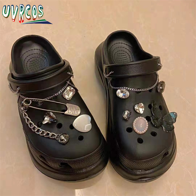 1 مجموعة اليدوية croبها بنفسك Crocs Charms بلينغ JIBZ إبزيم حجر الراين اكسسوارات سلسلة معدنية تسد حديقة حذاء الديكور الفتيات 지지