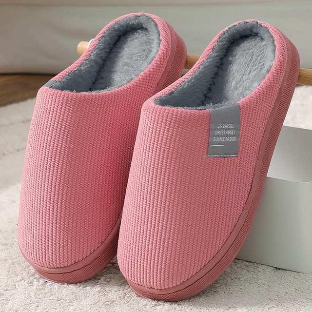 2021 winter women slippers eva waterproof warm plush home shoes ladies non-slip indoor soft sole cotton slides couple shoes