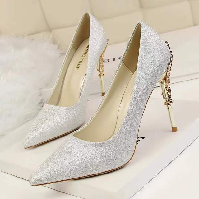 2022 Summer Women Glitter Rhinestones High Heel Shoes Spring Luxury Genuine Leather Pointed Sexy Crystal Party Wedding Shoes