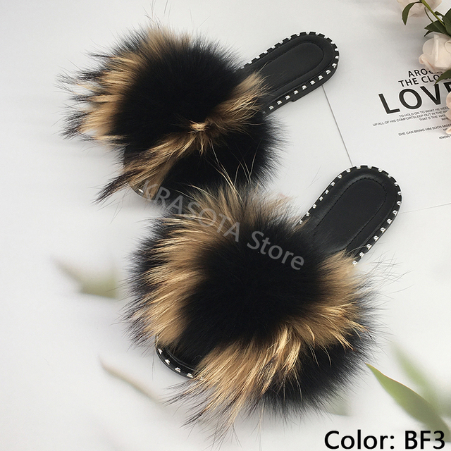 women flip flops summer fluffy slippers luxury real fur slides for women fluffy sliders jelly shoes woman flat sandals with fur