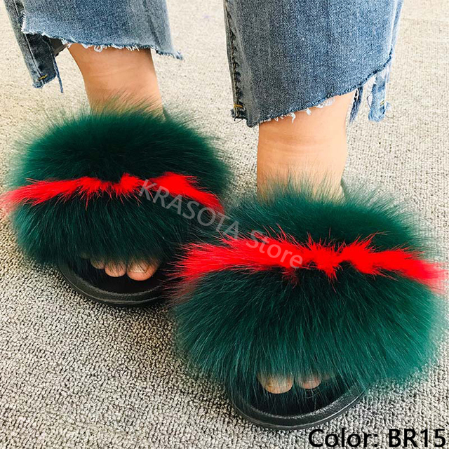 Natural Fur Slippers Women Home Fluffy Slippers House Furry Slides Luxury Summer Flip Flops with Real Fur Wholesale Dropshipping