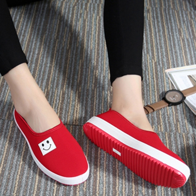 JERSEY-Women's Canvas Flats Canvas Shoes Comfortable Round Toe No Lace-up Plus Size 35-40 Casual Date F950 Spring Autumn