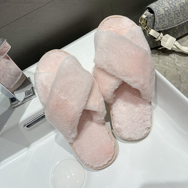 Women Shoes Soft Short Plush Different Styles Comfortable Women Slippers Open Toe Indoor Women's Shoes Furry Luxury Home Slippers