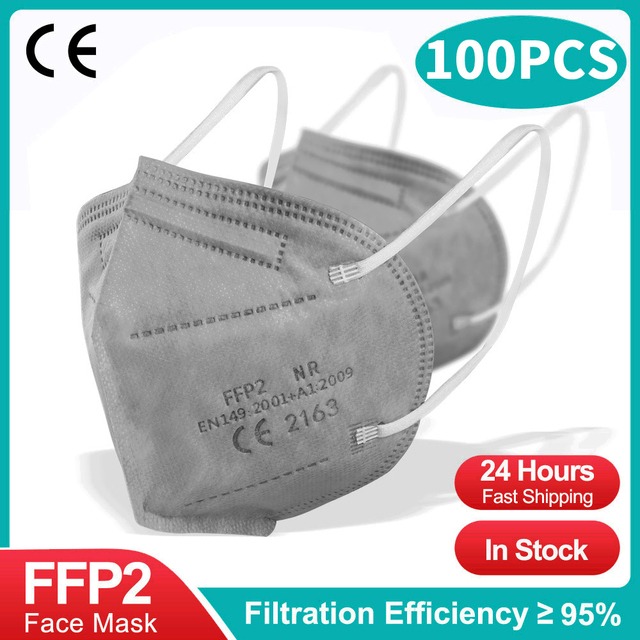 CE FFP2 Mascarillas Negras 5 Layers Disposable KN95 Face Mask FPP2 Approved Protection Masks N95 ffp 2 Adult ffp2kn95fan Mask