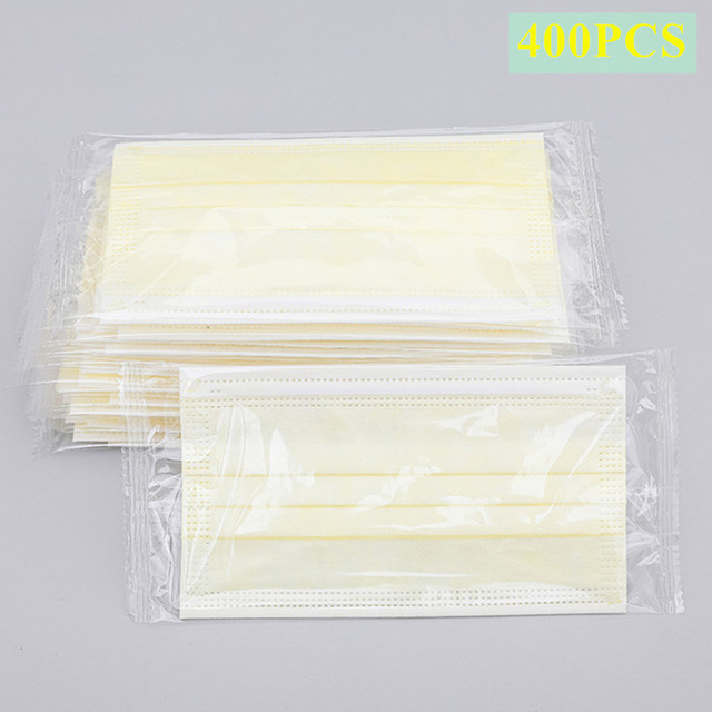 10/100/200/400pcs Disposable Adult Mask 3-Layer Non-woven Meltblown Mask Individually Wrapped Mask Black Filter Mask Face Masks