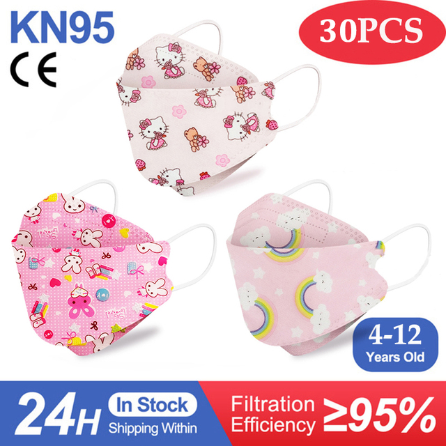 Kn95 Masks Kids fpp2 Approved Mask for Baby Fish Printed Cartoon Mouth Mask KN95 Mascarilla Infantil kf94fan ffp2fan Ninos