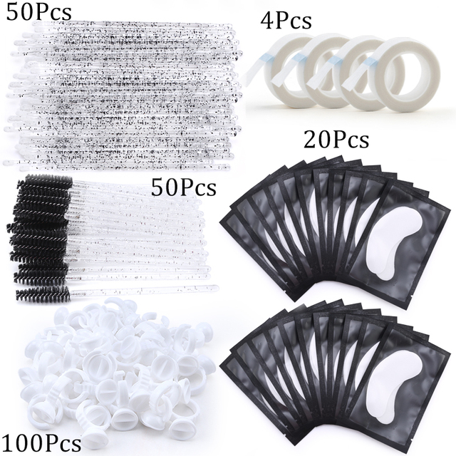 Eyelashes Extension Supplies Lashes Set Micro Brush Tape Glue Ring Eye Pad Disposable Mascara Applicator Eyelashes Tool