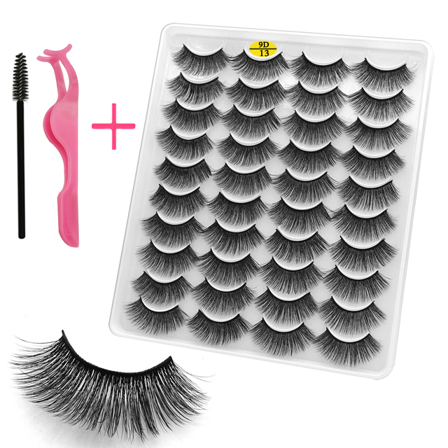 LE 20 Pairs Mink Eyelashes Fashion Handmade Cruelty-Free Soft Wispies 3D Fake Long Eye Lashes Extension False Eyelashes