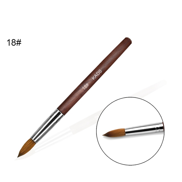 1pc Kolinsky Sable Acrylic Brush UV Gel Carving Brush Pen Liquid Powder DIY Nail Drawing Flat Round Red Wood Nail Art Brush