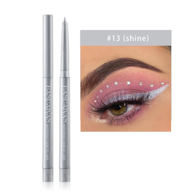 Diamond Glitter Eyeshadow Eye Liner Gel Pencil Makeup Liner Long Lasting Matte Pink Silkworm Champagne Gold Eyeliner Pen