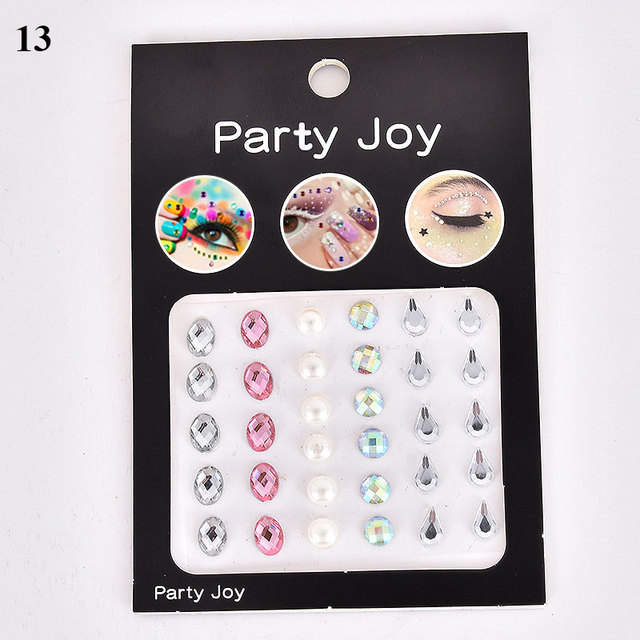 3D Diamond Eyeshadow Stickers Face Jewels Self Adhesive Face Body Eyebrow Diamond Nail Stickers Decals Decoration Photography