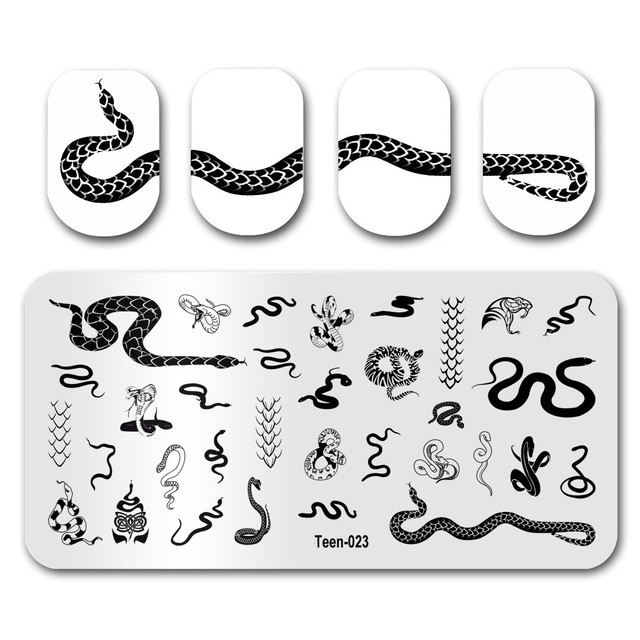 Nail Stamping Plates Natural Animal Snake Scale Flower Grass Tree Theme Image Template Nail Art Template Decoration 42 Designs