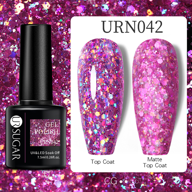 UR SUGAR 7.5ml Purple Series Gel Nail Polish Reflective Laser Gel Glitter Semi Permanent Lamp Varnish Soak Off Nail Art Design