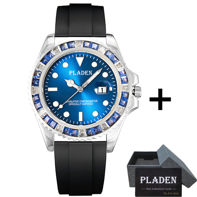 Luxury Bladen Men's Watches Fashion Green Diamond Bezel Sapphire Glass Wristwatch Automatic Date Diving AAA Watches Dropshipping