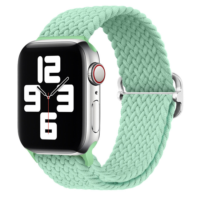 Braided Solo Loop Ring for Apple Watch 44mm 40mm 42mm 38mm Elastic Nylon Fabric Bracelet for iWatch 3 4 5 SE 6 Adjustable Buckle