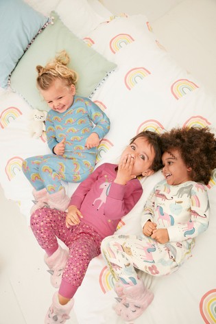 3 Pack Cotton Snuggle Pyjamas With Appliqué Unicorn (9mths-8yrs)