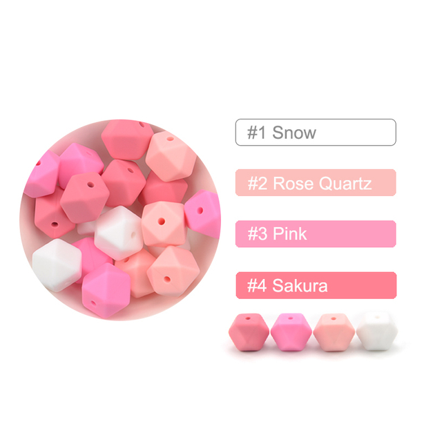 luvka 10pcs Silicone Beads Food Grade 14mm Hexagon Baby Teether Baby Teething Toy BPA Free Pendant Pacifier Pendant DIY