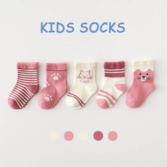 5 Pairs Cotton Kids Warm Socks Winter Socks For Baby Girls Cute Cartoon Newborn Toddler Casual Sports Socks Boys Socks 0-12 Years