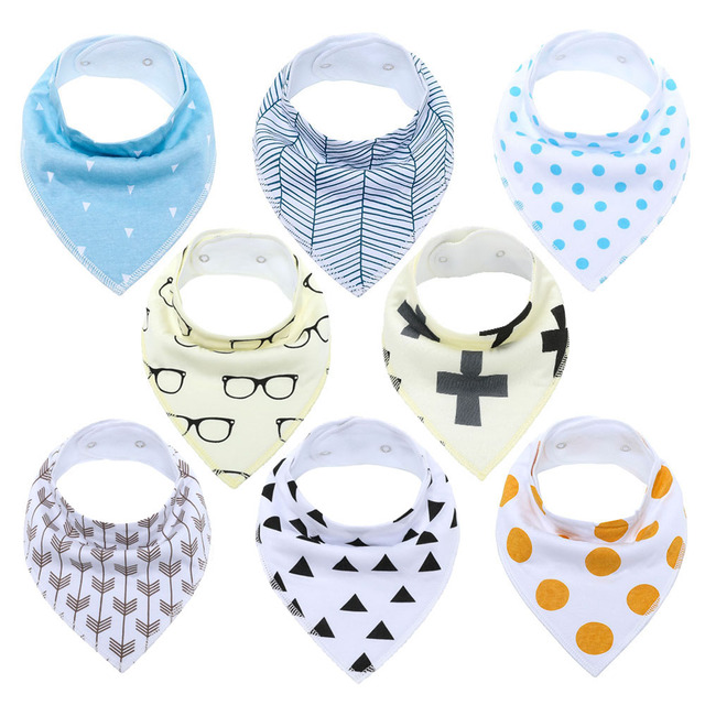 Bandana Bib Set Unisex Baby Saliva Teething Bib Set 100% Organic Cotton Newborn Absorbent Hypoallergenic 8 Pieces