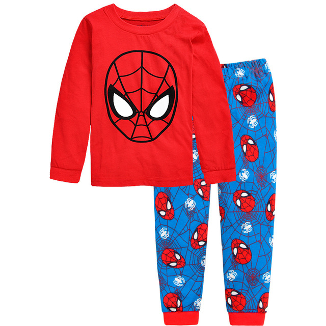 Autumn Children's Spider Set Kids Sleepers Boys Girls Super Hero Cartoon Long Sleeve Pajama Anna Elsa Sleepwear 2-7T Christmas Gift