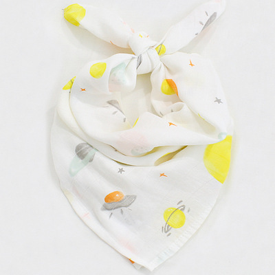 Bamboo Cotton Chiffon Bibs, 60 x 60cm, Multifunctional Burp Cloth Bibs, Soft Printed Baby Cloth