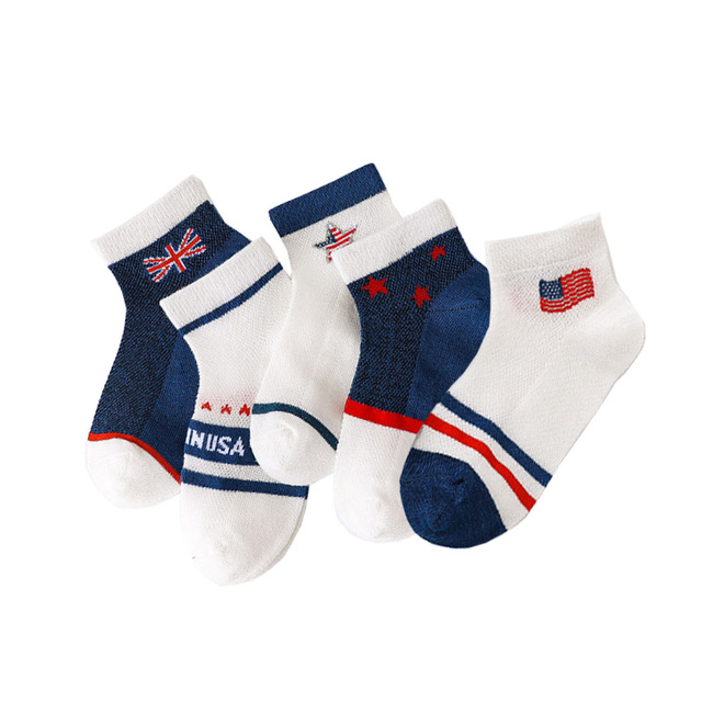 Soft Cotton Breathable Mesh Kids Socks Summer Short Tubes Baby Girls Socks New Born Boy Happy Socks Infant Clothes 5 Pairs