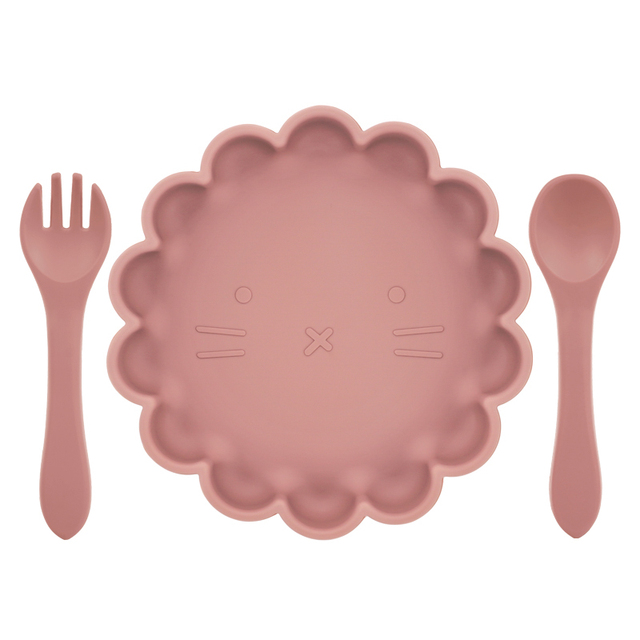 BPA Free Baby Cutlery Cute Lace Oval Cutlery Water Resistant Plates Spoon Fork Solid Color Special Offer