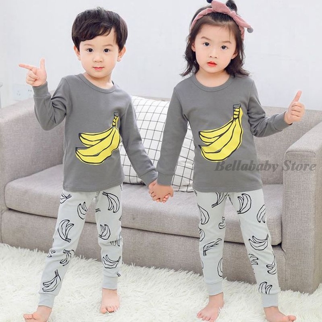 Baby Boy Girl Pajama Sets Korean Spring Pajamas For Kids Sleepwear Set Cotton Cartoon Cow Night Outfits Autumn Children Clothes