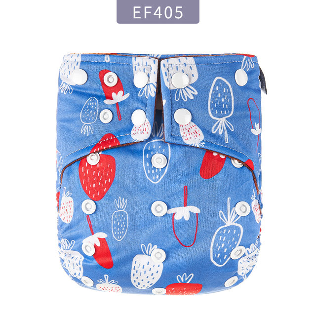 Elinfant 10pcs/set Baby Cloth Diaper Adjustable Prints Coffee Fleece Inner Waterproof Washable Pocket Diaper