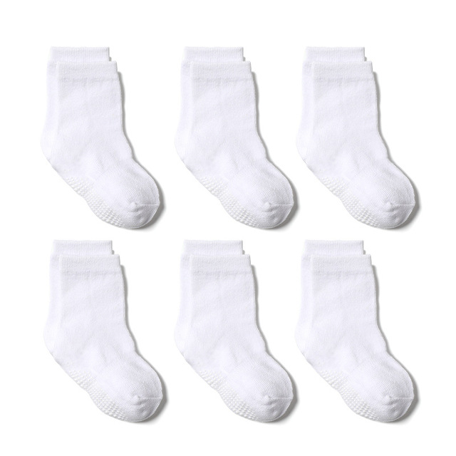 Boys and Girls 6 Pairs Socks 0-6 Years, Cotton, Kids, Non Slip, Short Cut, Elastic Grips, Four Seasons