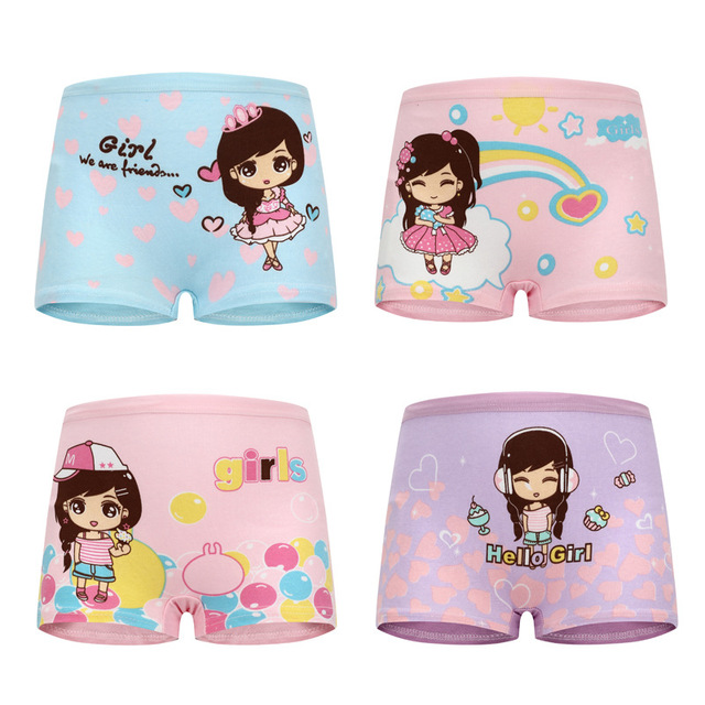 4pcs/lot Kids Girls Underwear Cotton Boxer Girl Comfortable Breathable Safety Pants Children's Panties
