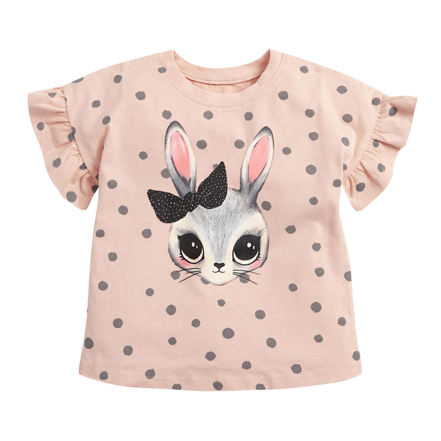 Little Maven 2022 Baby Girls New Fashion Tops Lovely Cartoon Rabbit Cotton T-shirt Soft and Comfort For Kids 2-7 Years