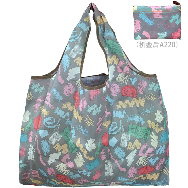 Large Oxford Eco-friendly Foldable Shopping Bag Reusable Portable Travel Grocery Bag Fashion Pocket Nylon Handbags