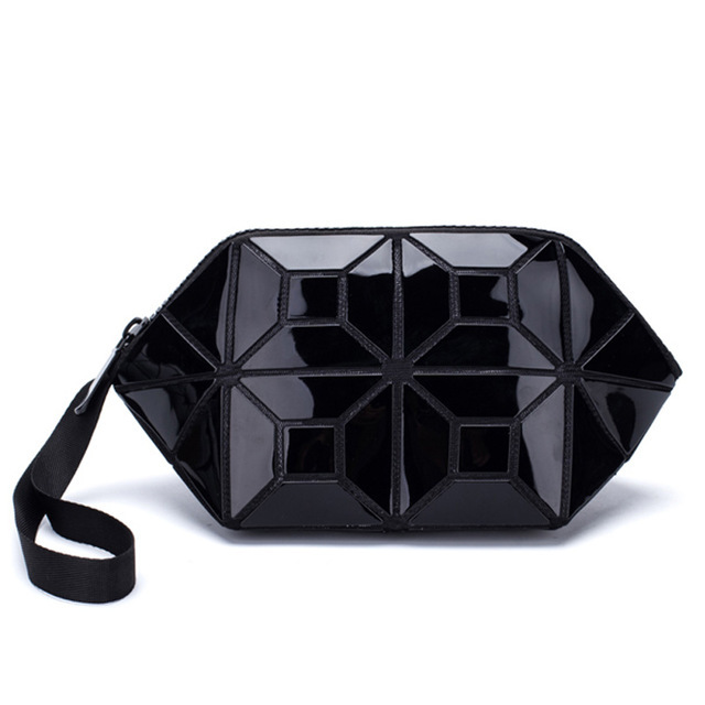 New Geometric Luminous Women Cosmetic Bag Organizer Zipper Makeup Ladies Folding Cosmetic Noctilucent Pouch Travel Make Up Bag