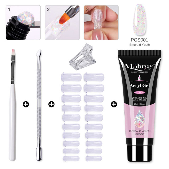 Mobray Poly Nail Gel Set All For Quick Extension Nail Manicure Set Gel Cuticle Pusher Finger Extension Template Nail Tool Kit