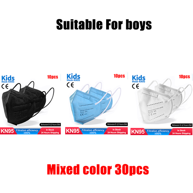 FFP2 Children Protective Dust Mask Breathable 5 Layers Multicolor Matching CE Reusable Girls Fit 9-12 Years Kn95 Face Mask