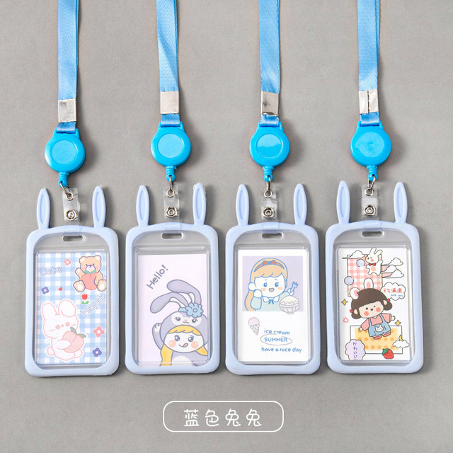 1pc Cute Kitten Rabbit High Quality Credit Card ID Holder Cute Cartoon Silicone Bus Card Case Key Holder Ring Luggage Tag Trinket