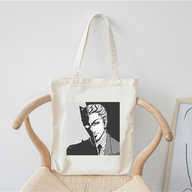 jojo bizarre adventure shopping bags customize logo bag women handbags large designer shopper shoulder canvas bag tote bag