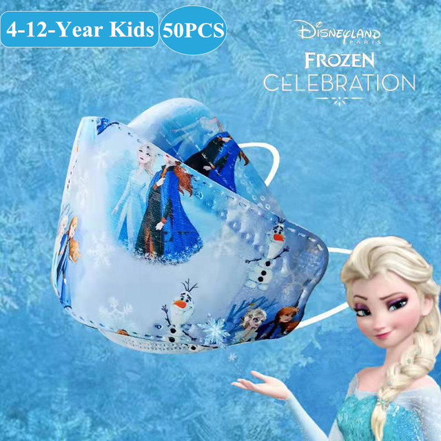 Disney Frozen Kids KN95 Face Mask Protective FFP2 4 Layers Puffed Fabric CE Respirator 95% Reusable For Boys Girls Mascarilla