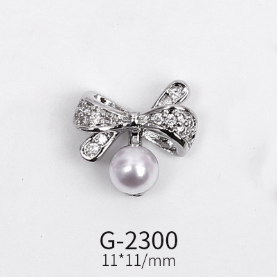 Nail Art Jewelry Net Red Nail Art Real Gold Zircon Bow Jewelry Micro-inlaid Nail Diamond Decoration G-2287 Nail Art Decorations