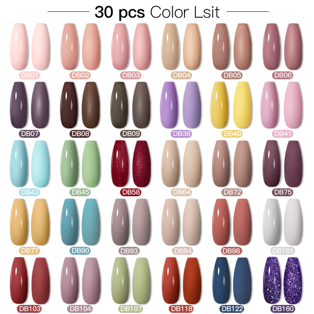 Mtssii 25/60pcs Color Gel Nail Polish Set Glitter Sequins Gel Soak Off UV Gel Semi Permanent Base and Top Coat Nail Art Gel Kits