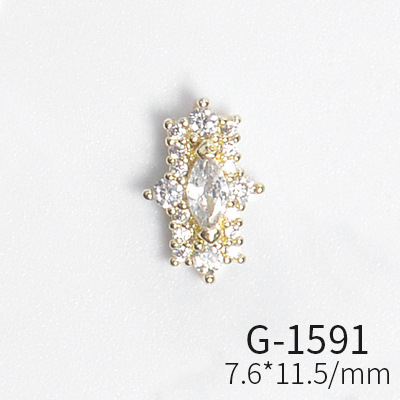 Japanese new style nail art, zircon jewelry, big diamond cross, love all-match real gold color nail art decorations tools