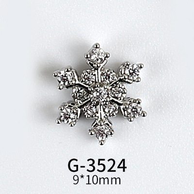 New Nail Art Real Gold Snowflake Zircon Ornaments Exquisite Snowflake Zircon Christmas Style Snowflake Pendant G-3511