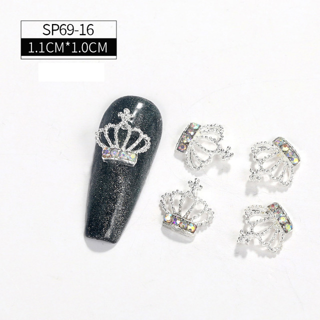 LEAMX 10pcs/bag Clear Rhinestones Nails Art Decorations Beautiful Girls Nail DIY 3D Gems Alloy Nail Diamond Charms Supply L413