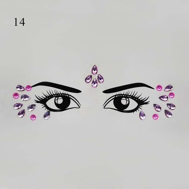 3D Sexy Face Tattoo Stickers Face Decoration Temporary Tattoo Glitter Fake Tattoo Rhinestones for Woman Party Face Jewelry Tattoo