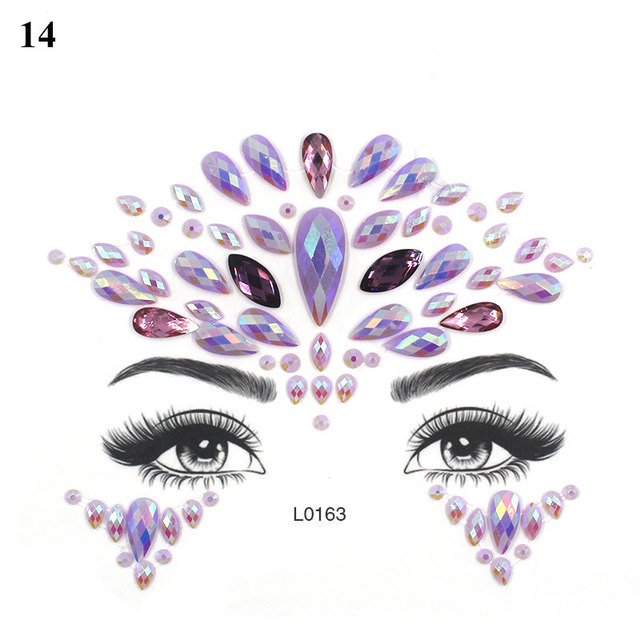 3D Sexy Face Tattoo Sticker Temporary Tattoo Flash Fake Tattoo Rhinestone Lady Party Face Sticker Face Jewelry Decoration