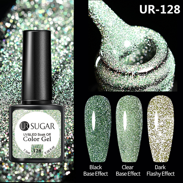 UR SUGAR 7.5ml Disco Reflective Cat Magnetic Gel Nail Polish Auroras Iridescent Glitter Sequins Soak Off Nails Art UV Varnish