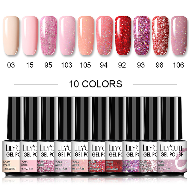 LILYCUTE 20/10/8pcs Set UV Gel Nail Polish Set 7ml Multicolor Semi-Permanent Long Lasting Led Gel Varnish Soak Off Nail Gel